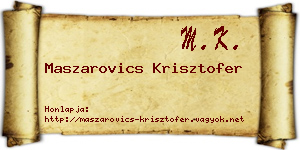 Maszarovics Krisztofer névjegykártya